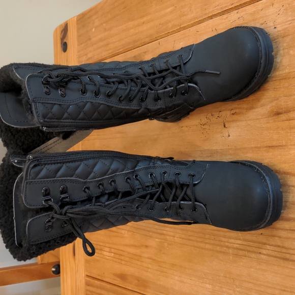 Polar Women's Zip/Lace-Up Black Quilted Boot, Size 6 - Picture 12 of 12